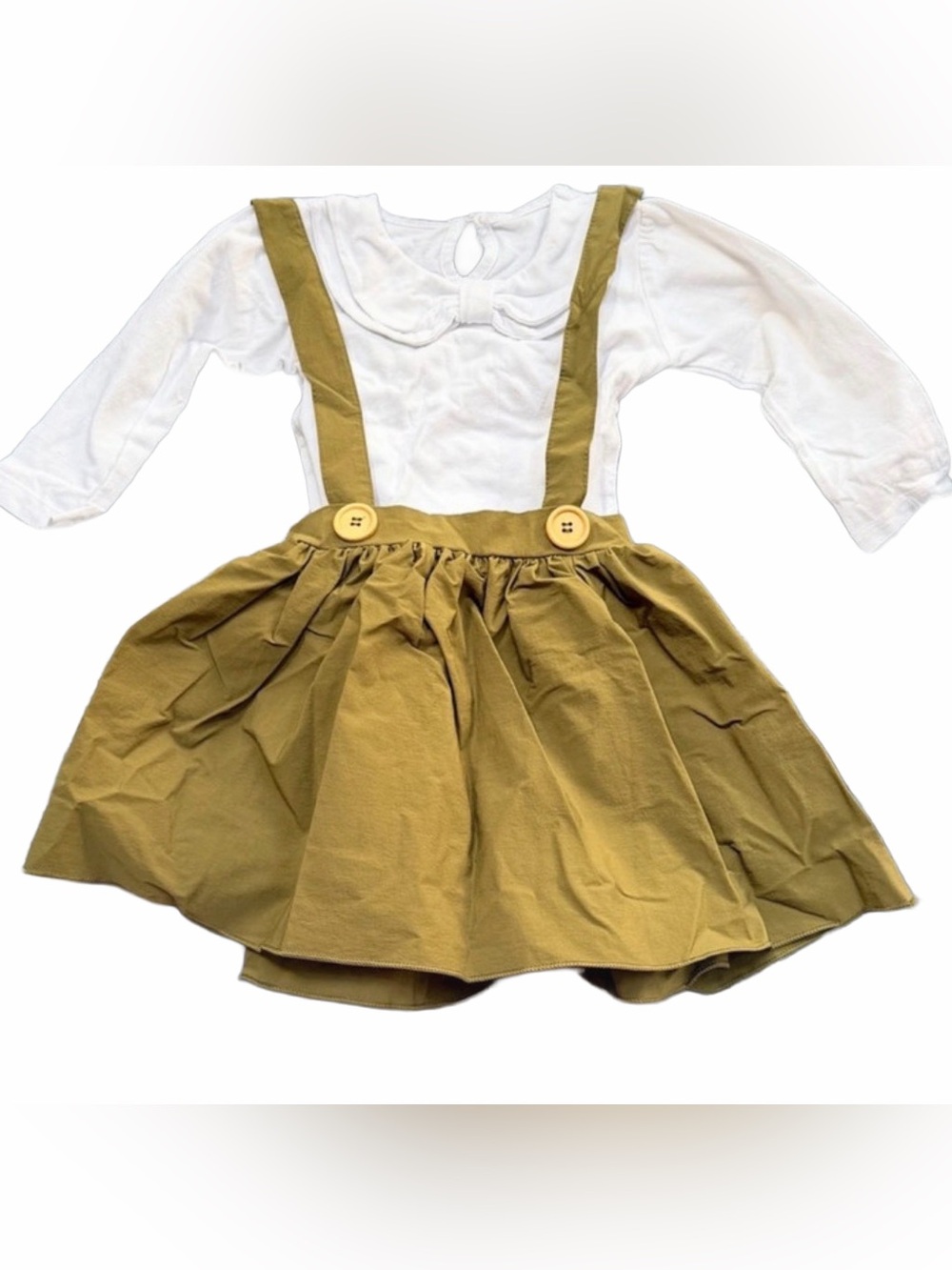 Bailey Blossom Olive Green Suspender Skirt with White Top girls 18M - 24M 2T Set